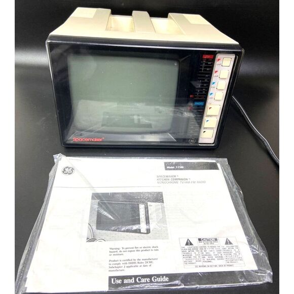 Television GE Spacemaker Black & White & Radio Model # 7-7160A/Vintage - Picture 1 of 14